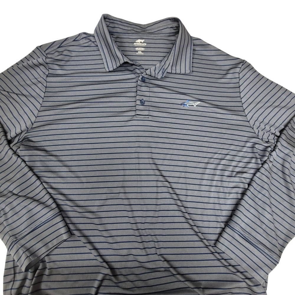 Attack Life XXL Mens Gray‎ Blue Striped Golf Polo Shirt Play Dry